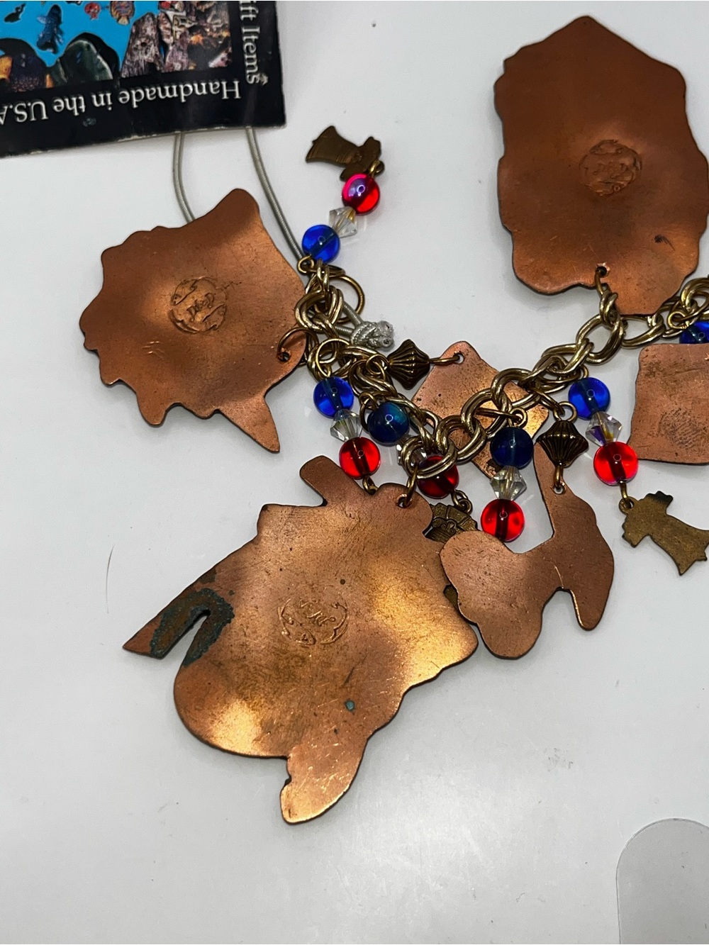 RARE!! Designs From The Deep decoupage Patriotic Americana Charm Bracelet - Picture 11 of 16